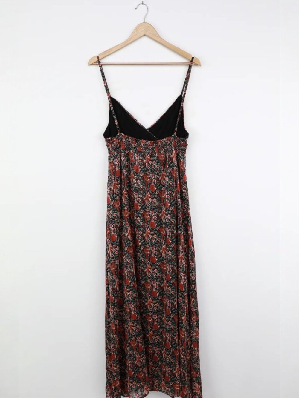 Lulus Get Your Attention Black Multi Floral Print Maxi Dress NWT - Picture 5 of 10